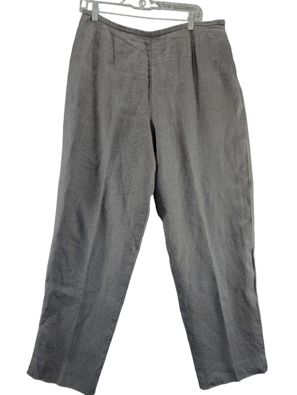 Talbots Womens Pants Black Size 16P 100% Irish Linen Side Zipper Wide Leg